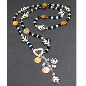 Semi Precious Stone - Necklace - Bone,Jade,Onyx,